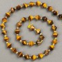 Tiger's Eye Beads on Thread, faceted diamond shape 8x8mm, length 38cm + - (seed bead 3x3mm inserts)