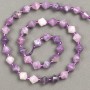 Lepidolite Beads on Thread - Faceted Diamond-shaped, 8.5 mm, 39 cm length (+ - Bead Inlay 3x3 mm)