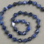 Sodalite Beads on Thread, Natural Stone, Faceted Diamond Shape, 8.5mm, length 38cm ± (bead insert 3x3mm)