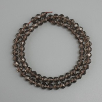 Natural stone beads Smoky Topaz faceted ball 6mm diameter, 39cm length +