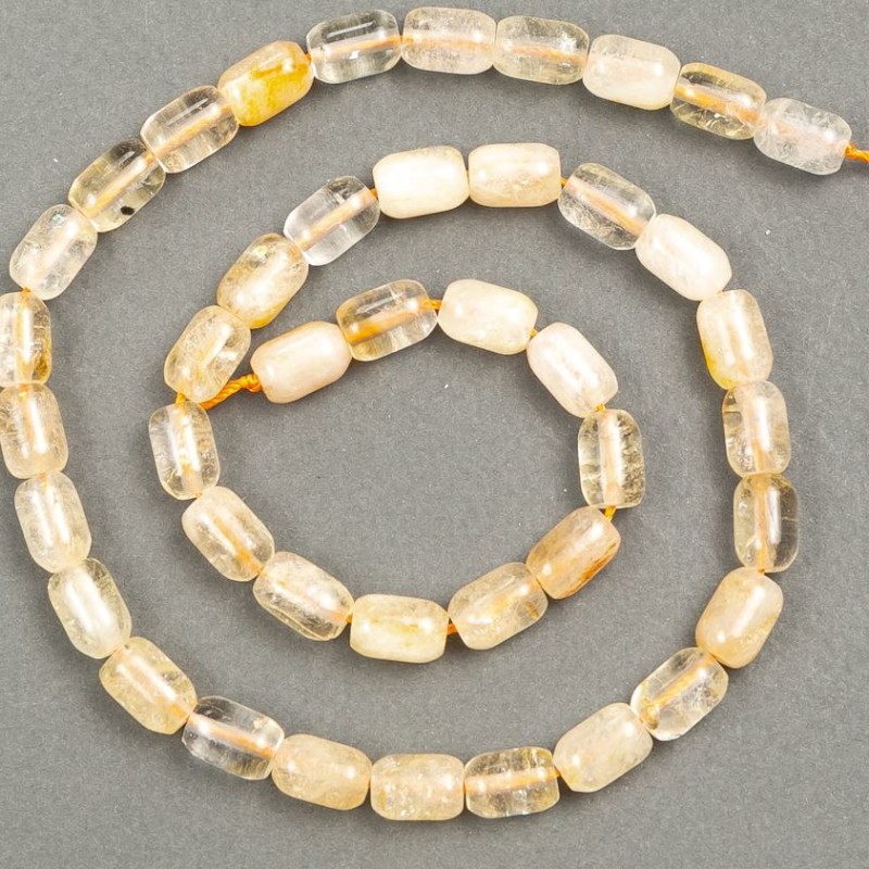 Citrine Beads "Barrel" 6x9mm, natural stone, length 39cm +