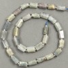 Threaded bead preform with natural Labradorite, faceted 11x7mm, length 40cm ± with seed beads (3x2mm)