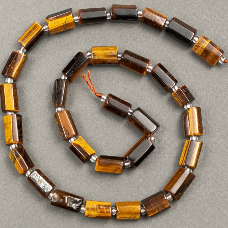 Beads on thread - Tiger's Eye, faceted 11x7mm, length 40cm+