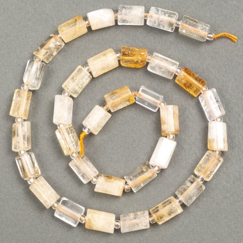 Citrine Beads on Thread Natural Stone Citrine with Rock Crystal, faceted, diameter 10x6mm, length 41cm± (with seed beads, diameter 3x2)