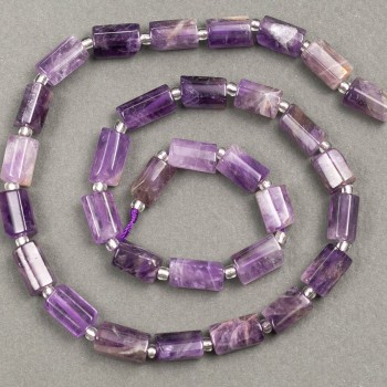 Amethyst Beads on Thread, Faceted 10×6mm, 39cm long ± with Seed Beads (3×2mm)