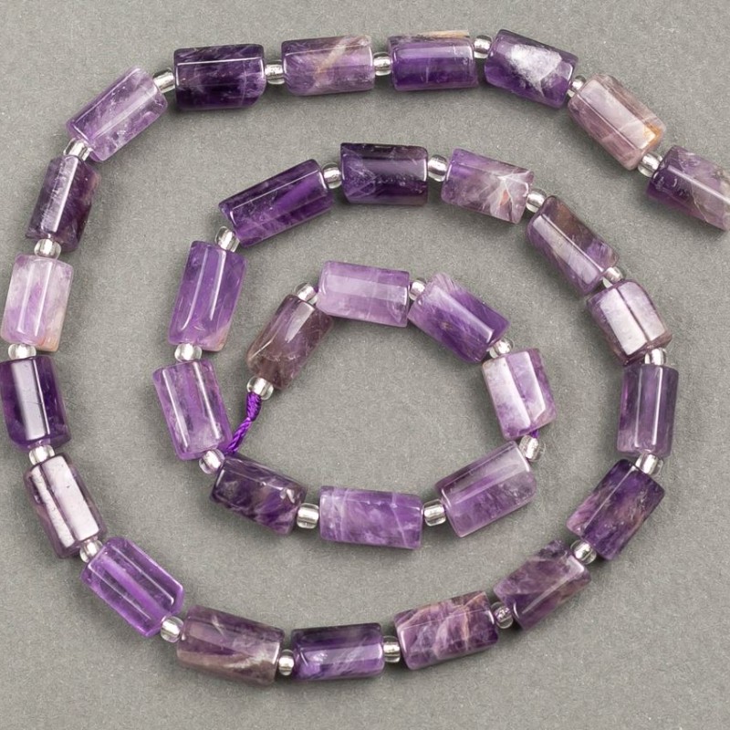 Amethyst Beads on Thread, Faceted 10×6mm, 39cm long ± with Seed Beads (3×2mm)
