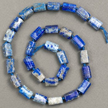 Lapis Lazuli Beads on Thread, Natural Stone, Faceted, d12-11×8-7mm, Length 40cm+