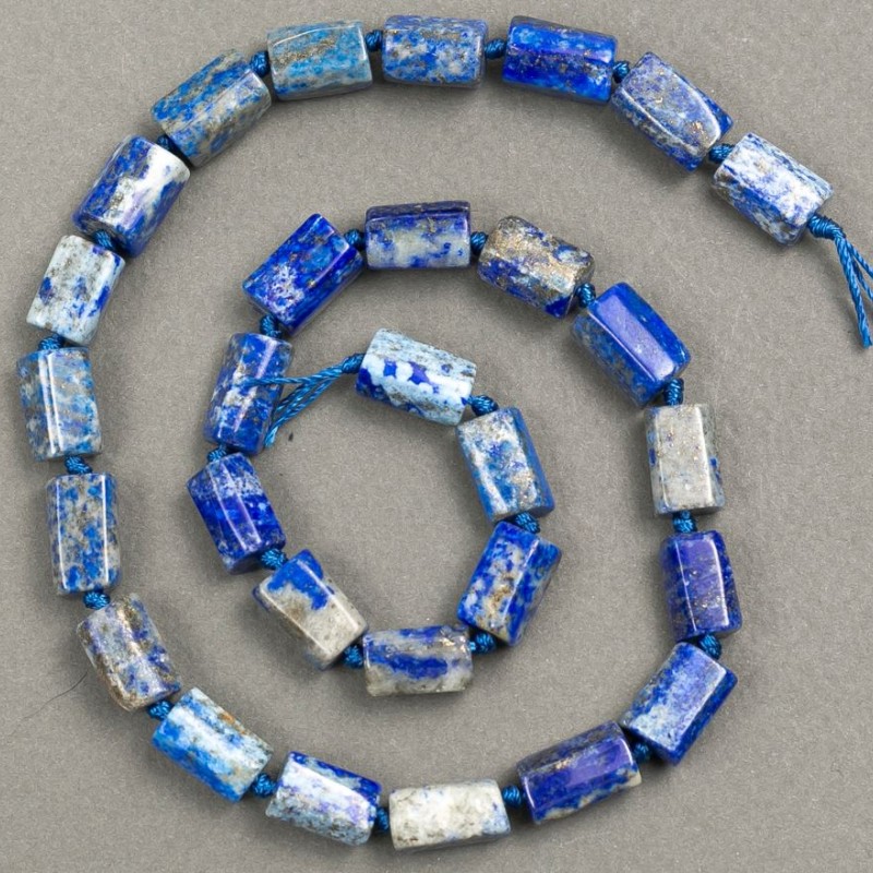 Lapis Lazuli Beads on Thread, Natural Stone, Faceted, d12-11×8-7mm, Length 40cm+