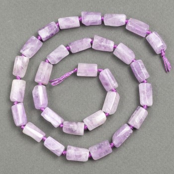 Kunzite Beads on a Thread Natural Stone Beads, Faceted 11-10x7-6mm, 39cm± length with Seed Beads (3x2mm)