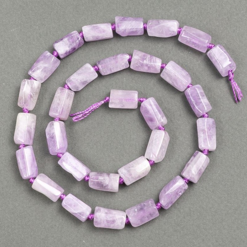Kunzite Beads on a Thread Natural Stone Beads, Faceted 11-10x7-6mm, 39cm± length with Seed Beads (3x2mm)