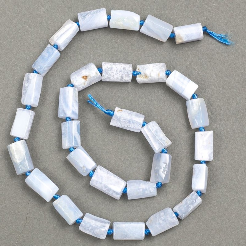 Beads on thread Natural stone Blue Agate Bead cut d 12-11x7-6mm, length 40cm+