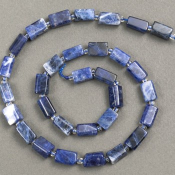 Sodalite Beads on Thread natural stone cut 11×7mm, length 38cm± (with 3×2 seed beads)
