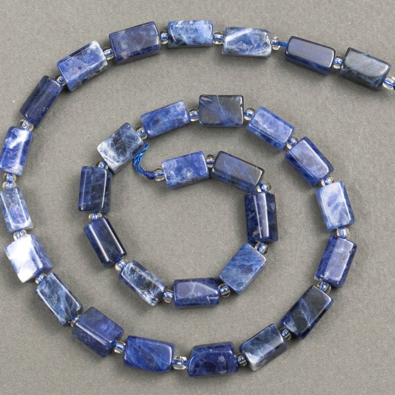 Sodalite Beads on Thread natural stone cut 11×7mm, length 38cm± (with 3×2 seed beads)