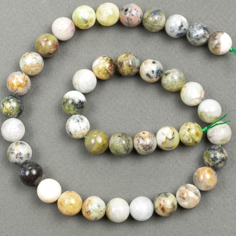 Natural Green Opal Beads on Thread, 8mm±, 39cm length