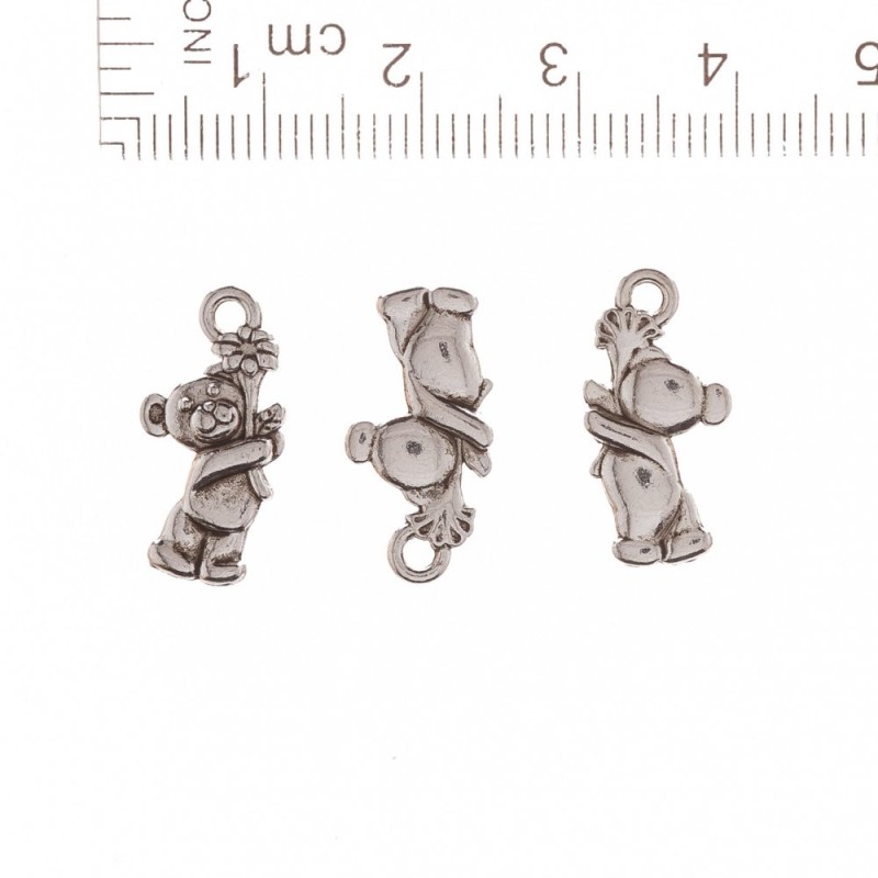 Findings Pendant Bear with Flower 19x10mm pack 20g +/- 21 pcs