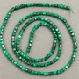 Natural Malachite Beads on a Thread Cubes, 2x2 mm, 40 cm length