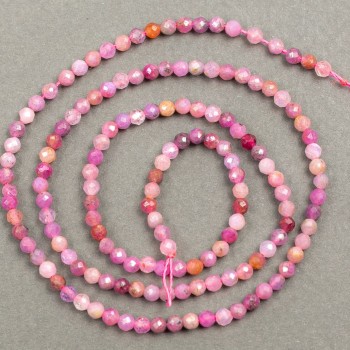 Natural Ruby Beads Faceted on Thread, 3mm ± diameter, 40cm length ±