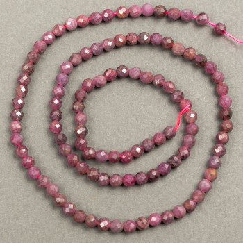 Natural Tourmaline Beads on Thread, Faceted 4mm, 39cm Length +