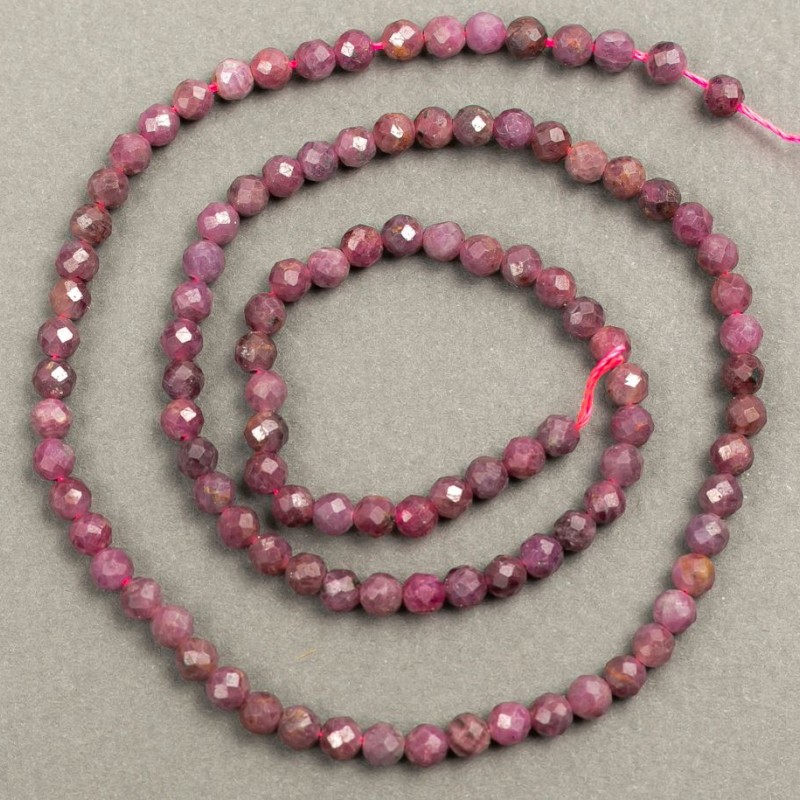 Natural Tourmaline Beads on Thread, Faceted 4mm, 39cm Length +