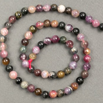 Natural Tourmaline Beads on a Thread, 6mm Diameter, 41cm Length +