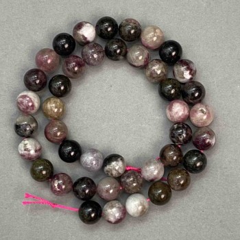 Natural Tourmaline Beads on a Thread, 10mm Diameter, 41cm Length +