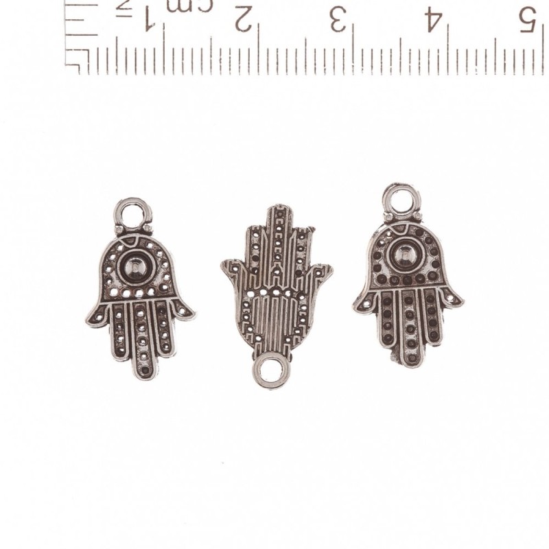 Jewellery Findings Pendant Hamsa, ball in the centre "rivet", 20x12cm, pack 20g +/- 35pcs