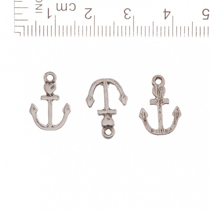 Anchor with Heart Pendant Findings 15x11mm, pack of 20g +/-31pcs