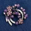 Brooch with natural Amethyst Sprig with pink crystals, metal colour silver 43x48mm