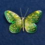 Brooch "Butterfly" green enamel, gold-coloured metal 55x39mm