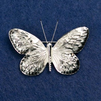 Brooch "Butterfly" grey and black enamel, silver-coloured metal 55x39mm