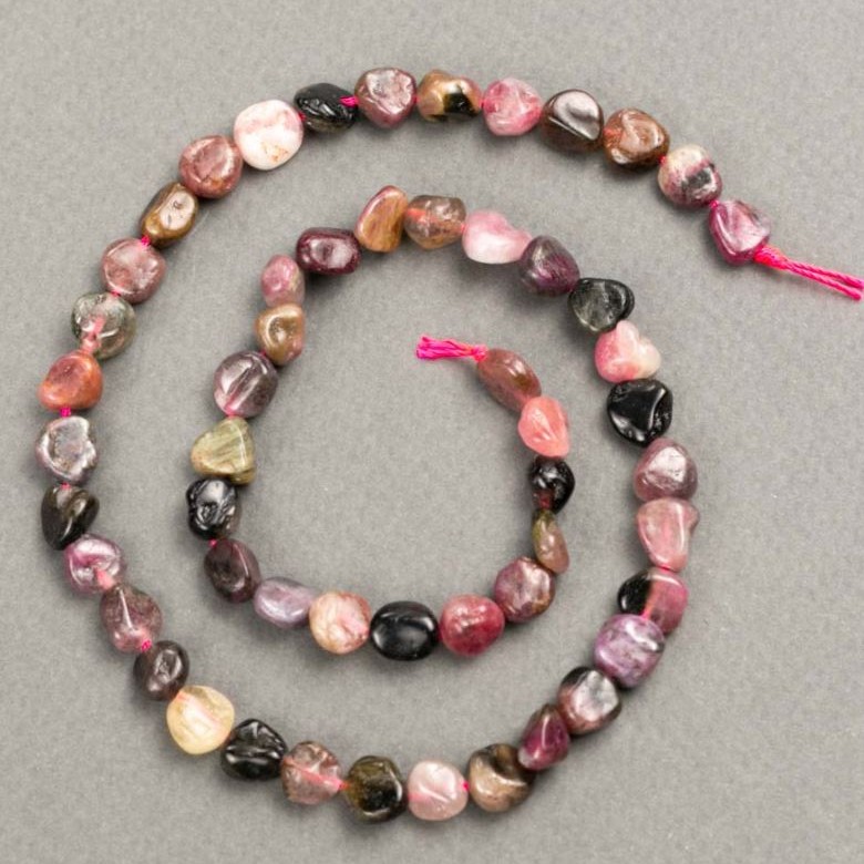 Tourmaline Beads on Thread, Faceted, diameter 7-8×7-9 mm, length 40 cm+