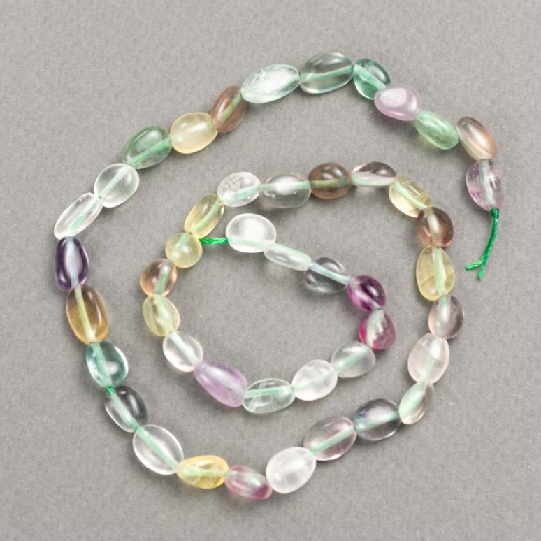 Natural Fluorite Beads on thread with faceted finish, diameter 7-12×6-7 mm, length 40 cm