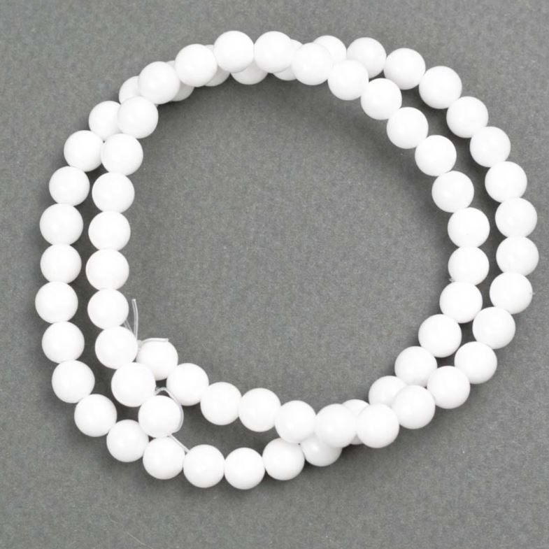 Beads on Thread Agate White, artificial acrylic, smooth ball, diameter 6+- mm, length 40cm+