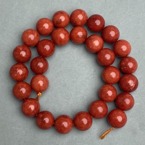 Jasper Beads on Thread (Single) - 14mm Diameter, 37cm Length