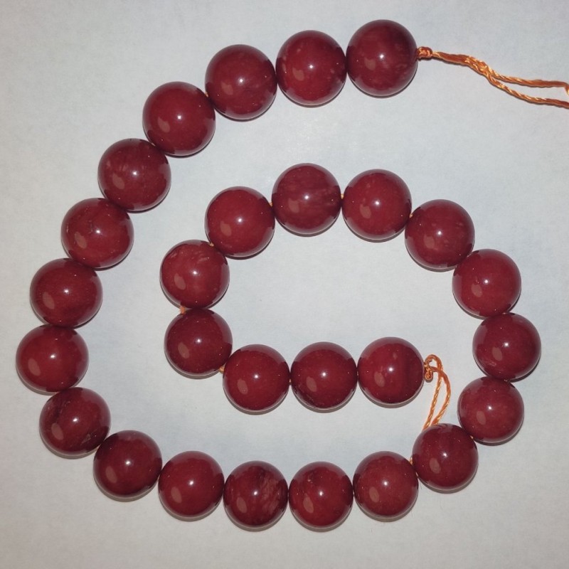 Jasper Beads on Thread (Single) - 14mm Diameter, 37cm Length
