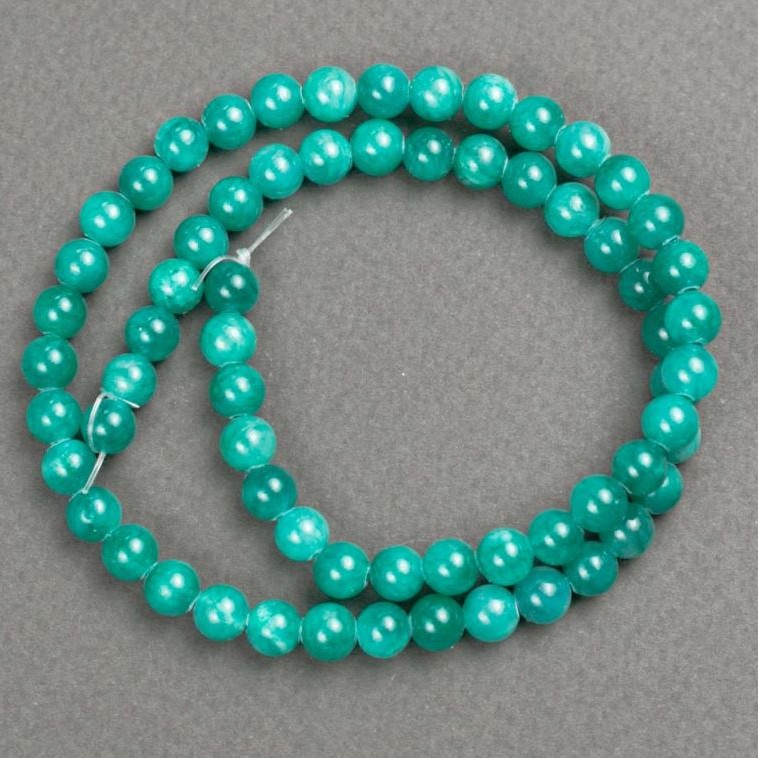 Beads on Thread Amazonite (Acrylic) Smooth Sphere, diameter 6mm±, length 40cm±
