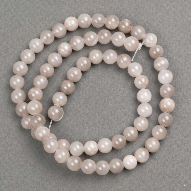 Beads on Thread Grey Acrylic Quartz Beads (standalone) round smooth 6.5mm, length 40cm