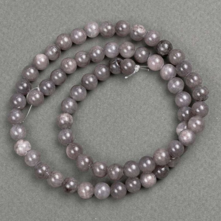 Beads on Thread Tinted Quartz (artificial acrylic) dark grey smooth sphere, diameter 6.5mm, length 40cm