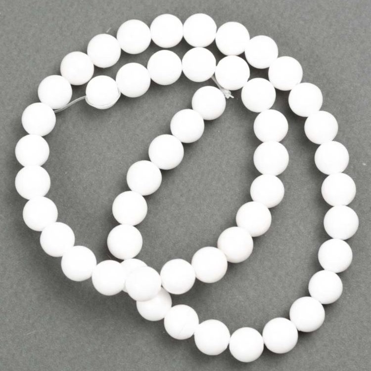Beads on Fishing Line White Agate (Artificial Acrylic) Smooth Ball, Diameter 8mm+/-, Length 40cm+