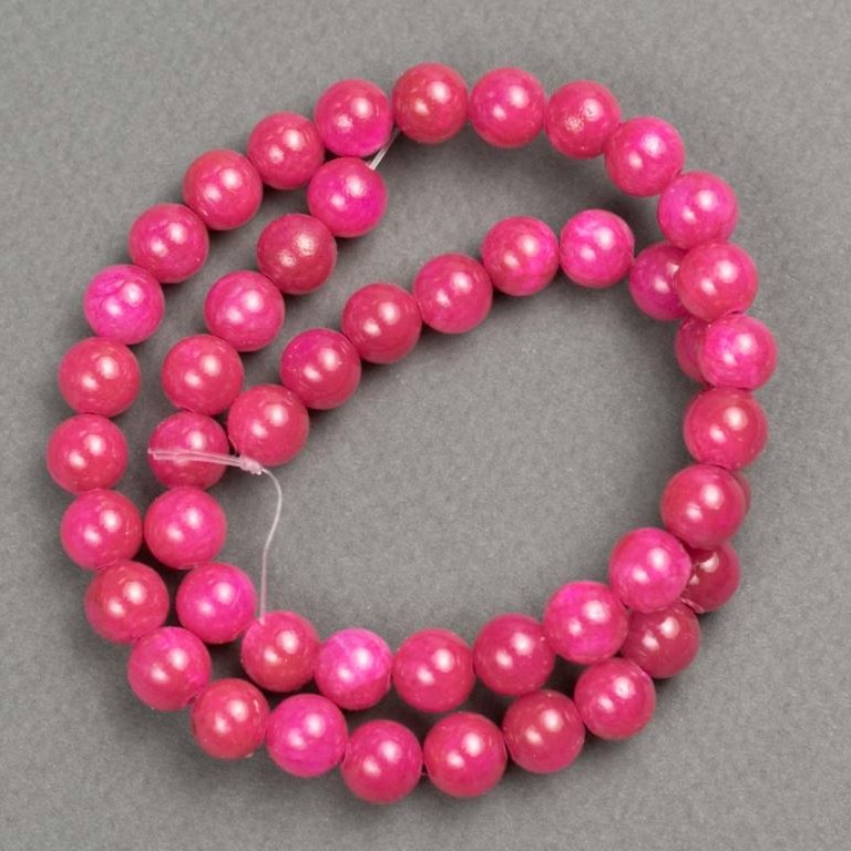 Turquoise imitation beads on thread – smooth ball, diameter 8.5mm, length 40cm
