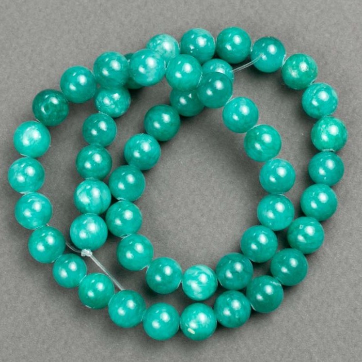 Beads on Thread Amazonite (artificial acrylic) smooth ball, diameter 8.5 mm±, thread length 40 cm±