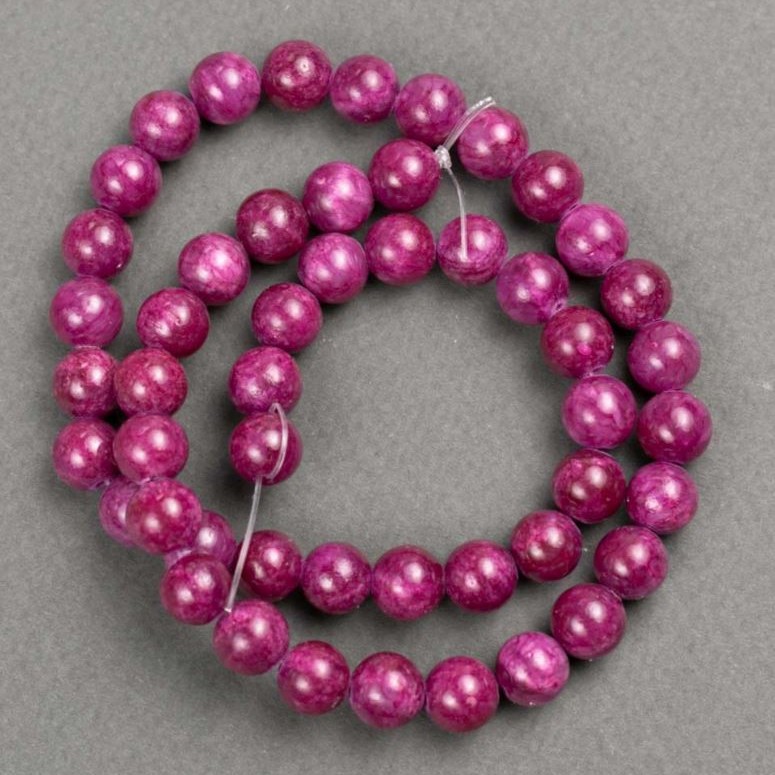 Beads on thread - Ruby red Quartz imitation beads (acrylic) smooth round bead, diameter 8mm±, length 40cm ±
