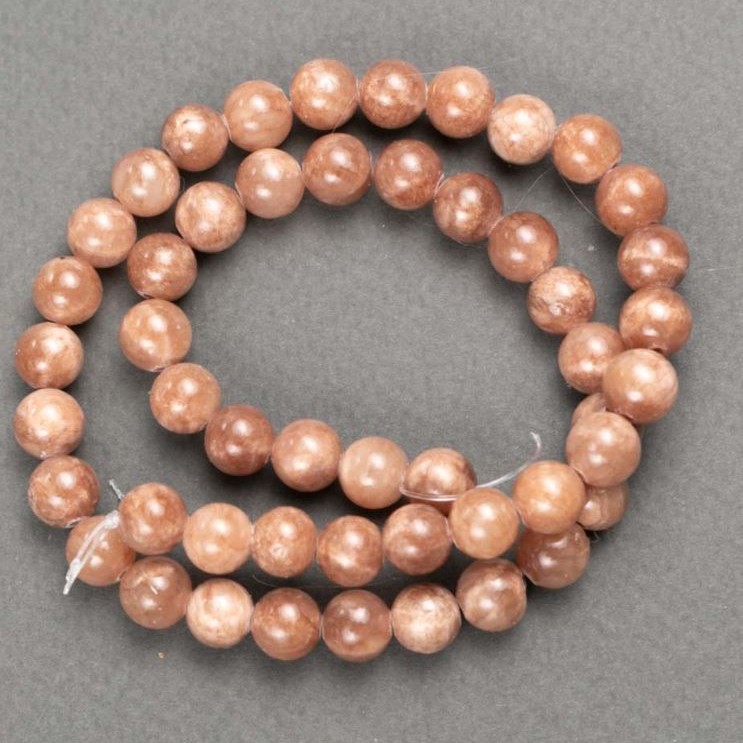 Sea Sediment (Serpentine) Beads on Thread, Smooth Round 8mm dia., 40cm Length