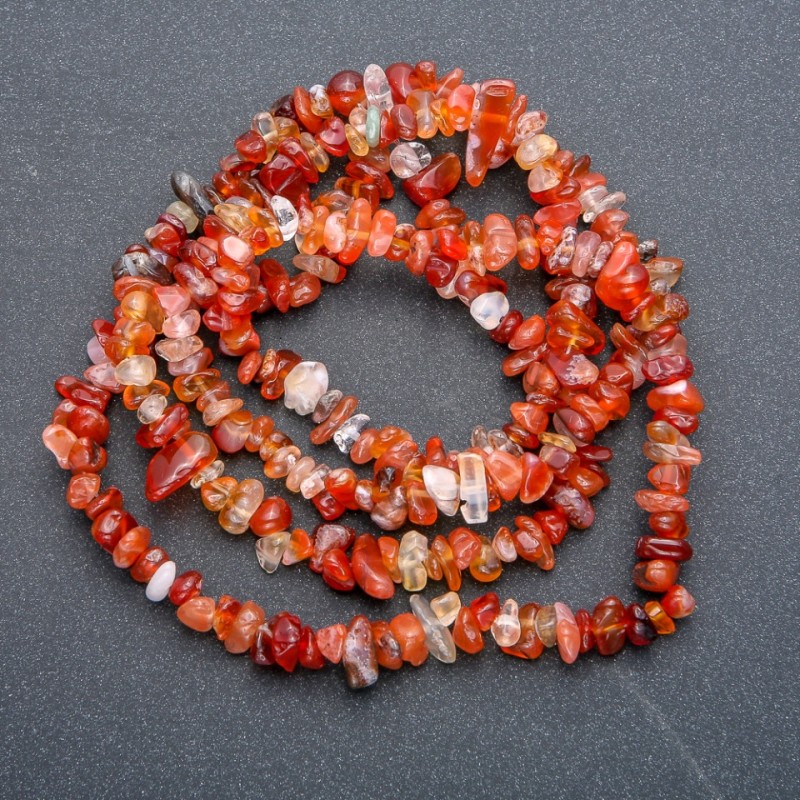 Carnelian Chip Beads on a Thread, natural stone, 9x5mm, length 84cm +