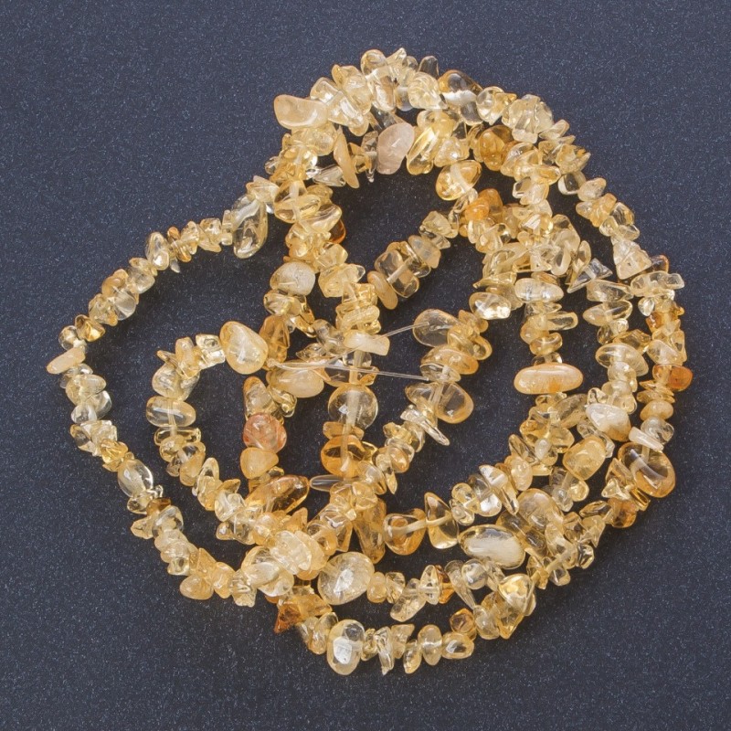 Natural Stone Beads on Thread, Citrine "Stone Chip", Length 85cm, Diameter 5mm (+/-)