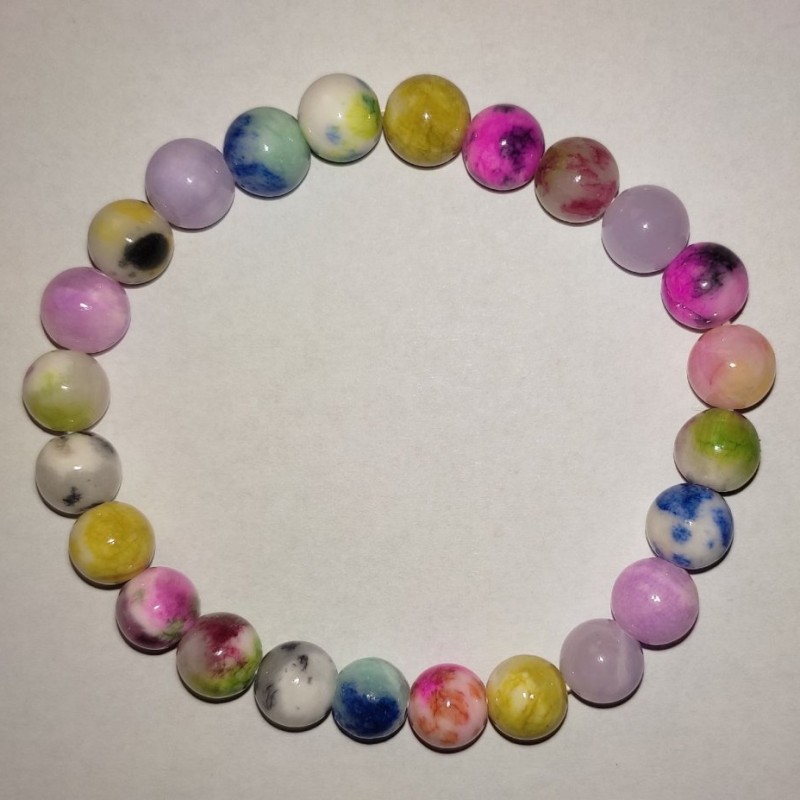 Bracelet of Tonal Quartz Assorted (single) bead, 8mm diameter ±, length 18cm