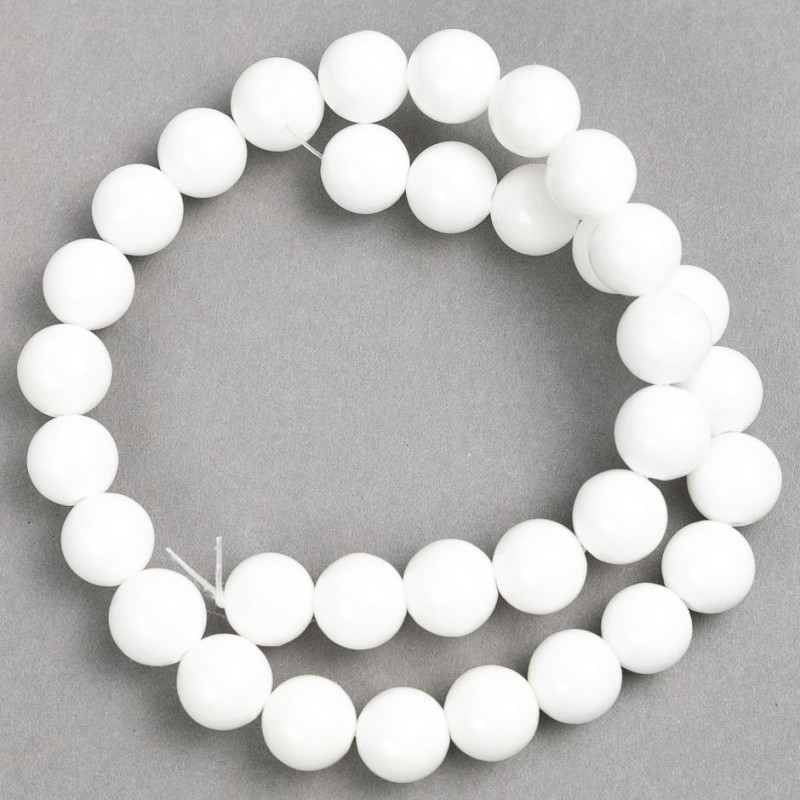 Beads on Thread Agate White (artificial acrylic) smooth sphere, diameter 12 mm±, length 40 cm±