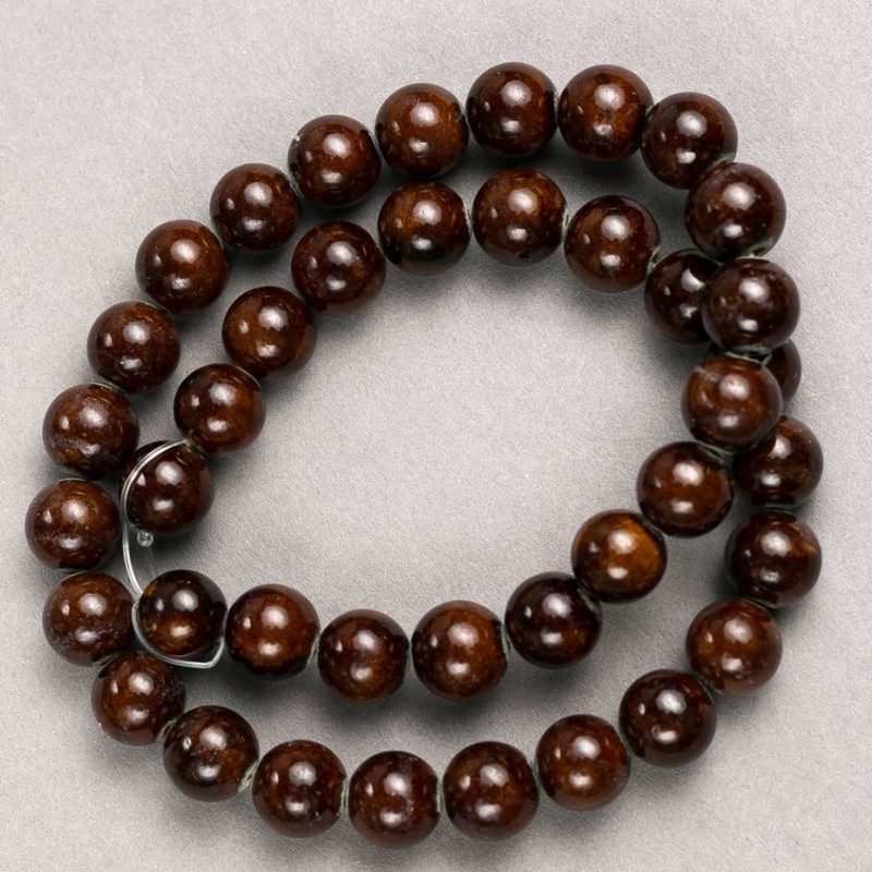 Tiger's Eye Beads (plastic acrylic) on thread, smooth round bead, diameter 10.5mm ±, length 41cm ±