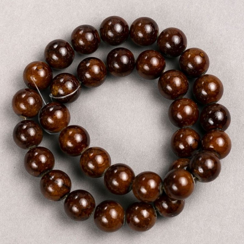 Tiger's Eye Beads (Acrylic, strand) round smooth bead diameter 12.5mm ±, length 40cm ±