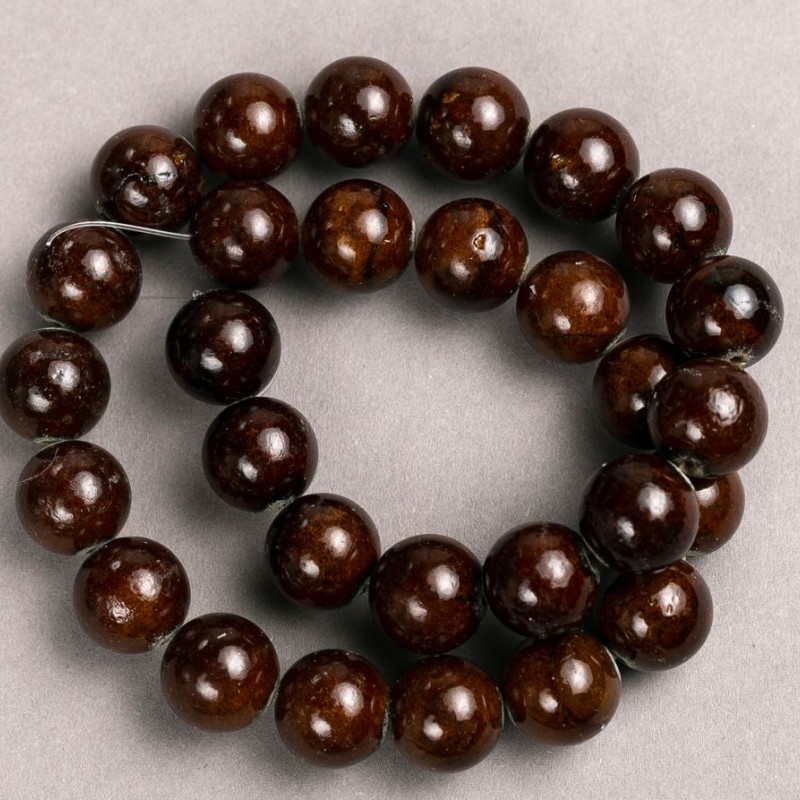 Tiger's Eye Beads (artificial acrylic) on a thread, smooth round bead, diameter 14.5mm ±, length 41cm ±